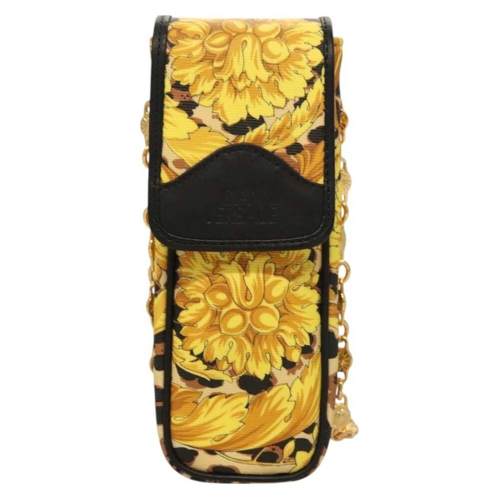 Gianni Versace Vinyl Shoulder Pouch Yellow Gold